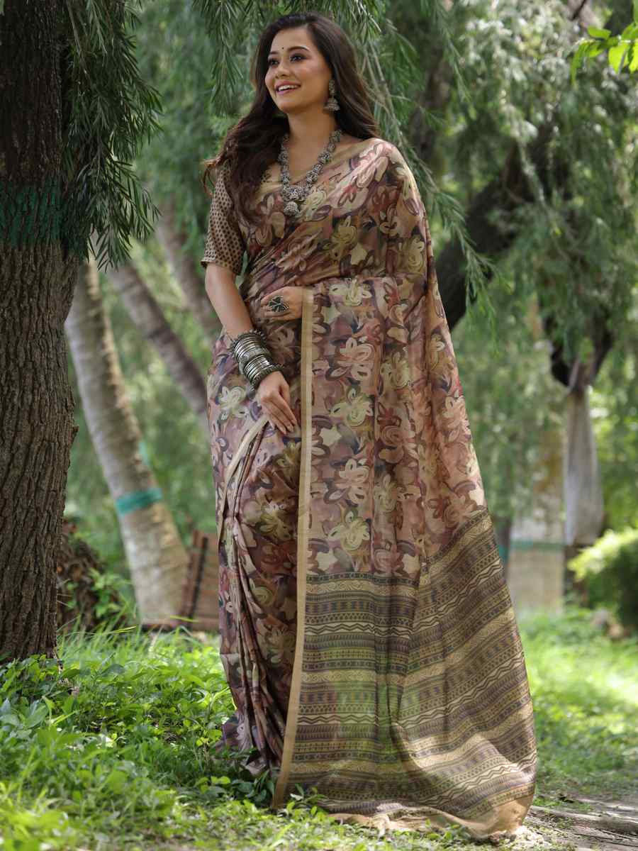 Multi Tussar Silk Handwoven Festival Wedding Heavy Border Saree