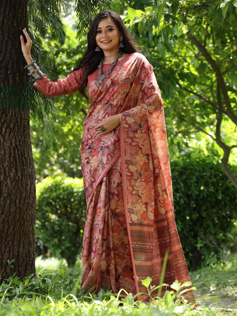 Multi Tussar Silk Handwoven Festival Wedding Heavy Border Saree