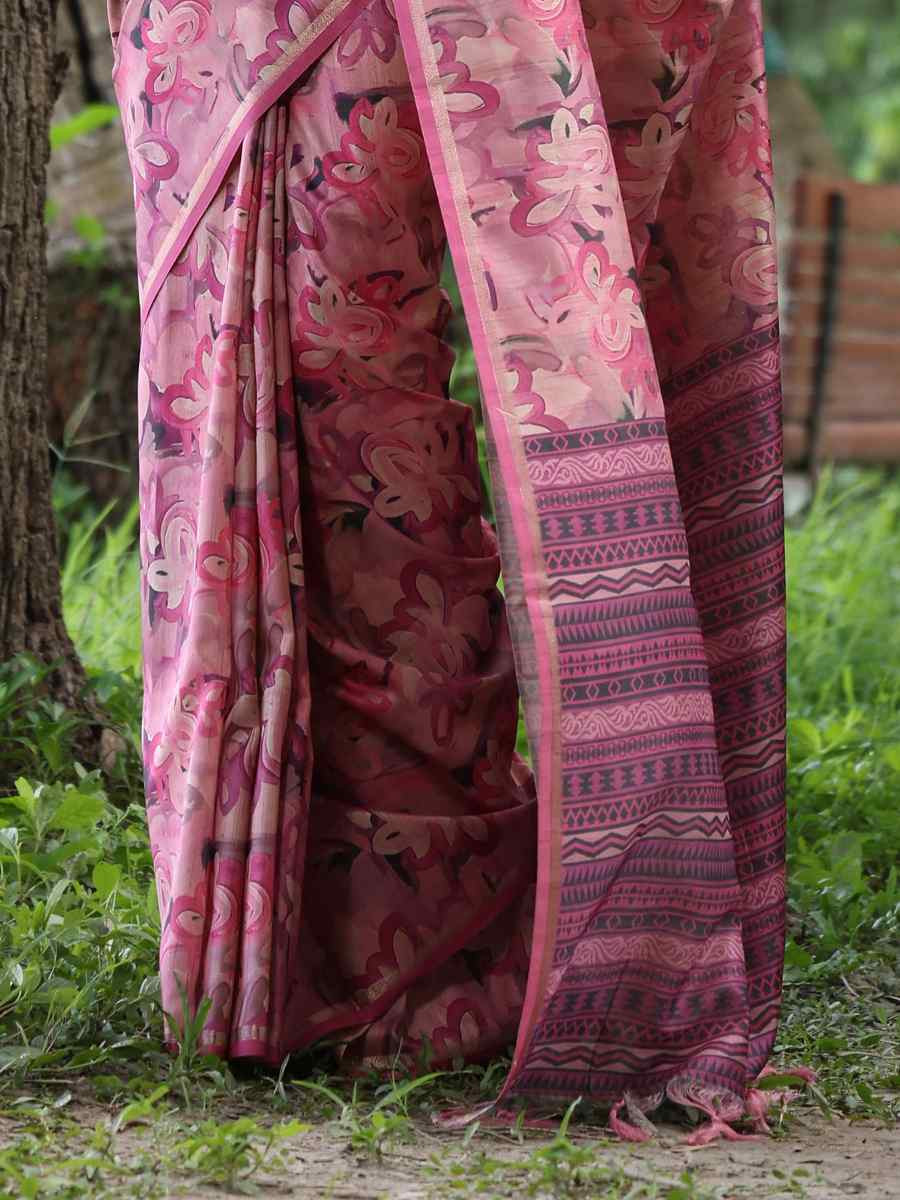 Multi Tussar Silk Handwoven Festival Wedding Heavy Border Saree