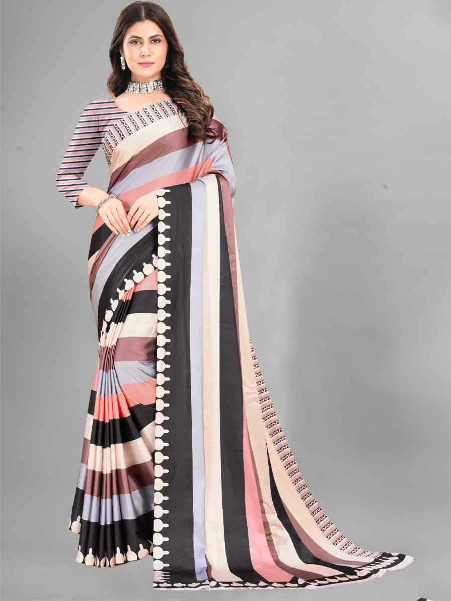 Multi Tussar Silk Printed Festival Wedding Heavy Border Saree