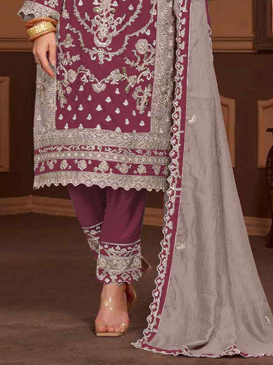 Multi Vichitra Embroidered Festival Wedding Pant Salwar Kameez