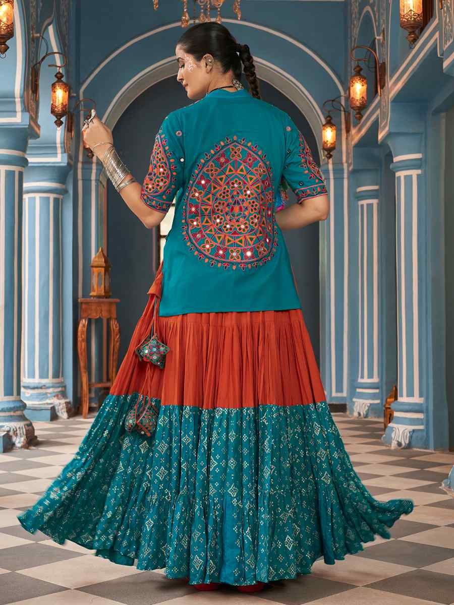 Multi Viscose Rayon Embroidered Festival Wedding Traditional Lehenga Choli