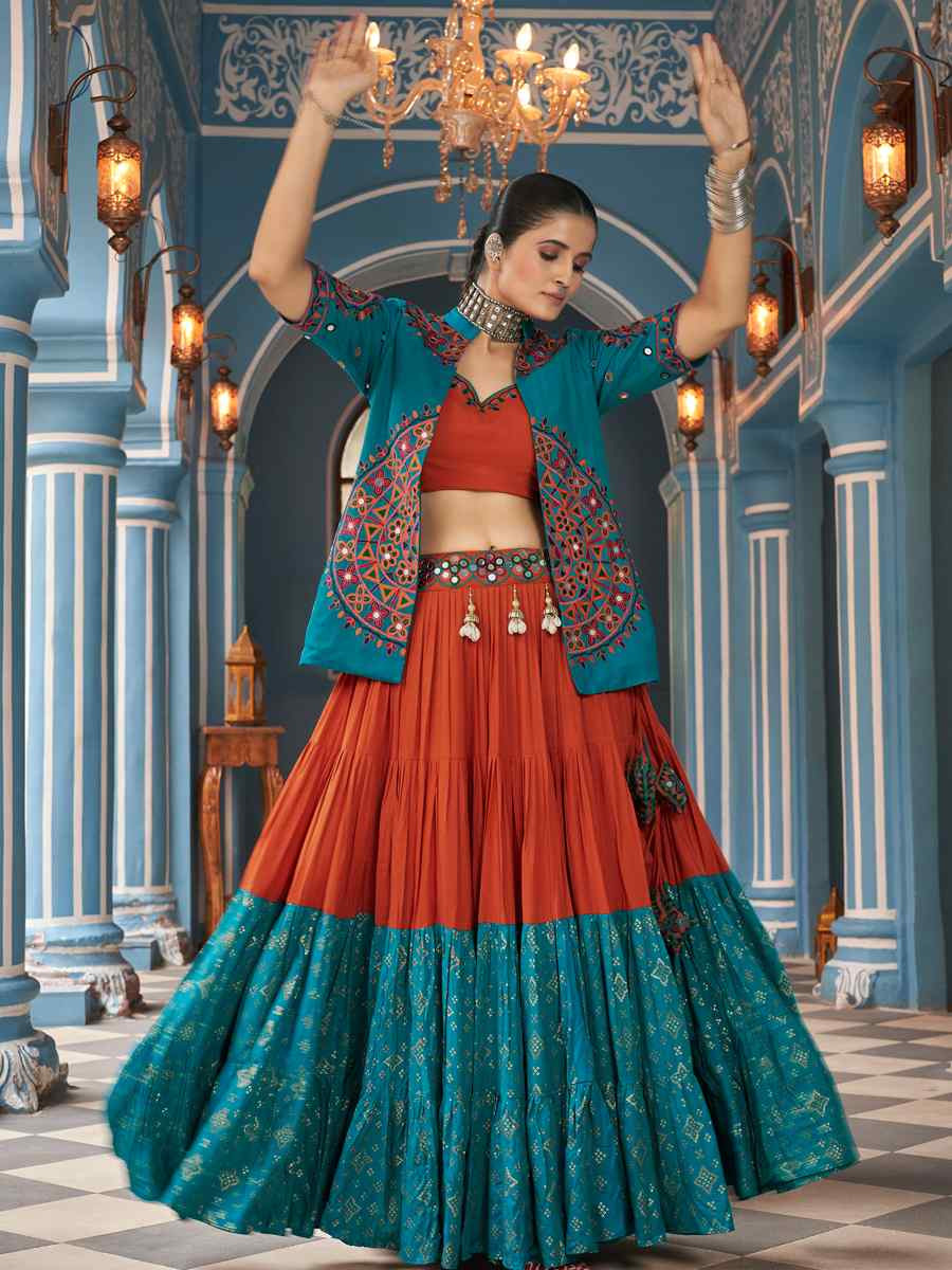 Multi Viscose Rayon Embroidered Festival Wedding Traditional Lehenga Choli