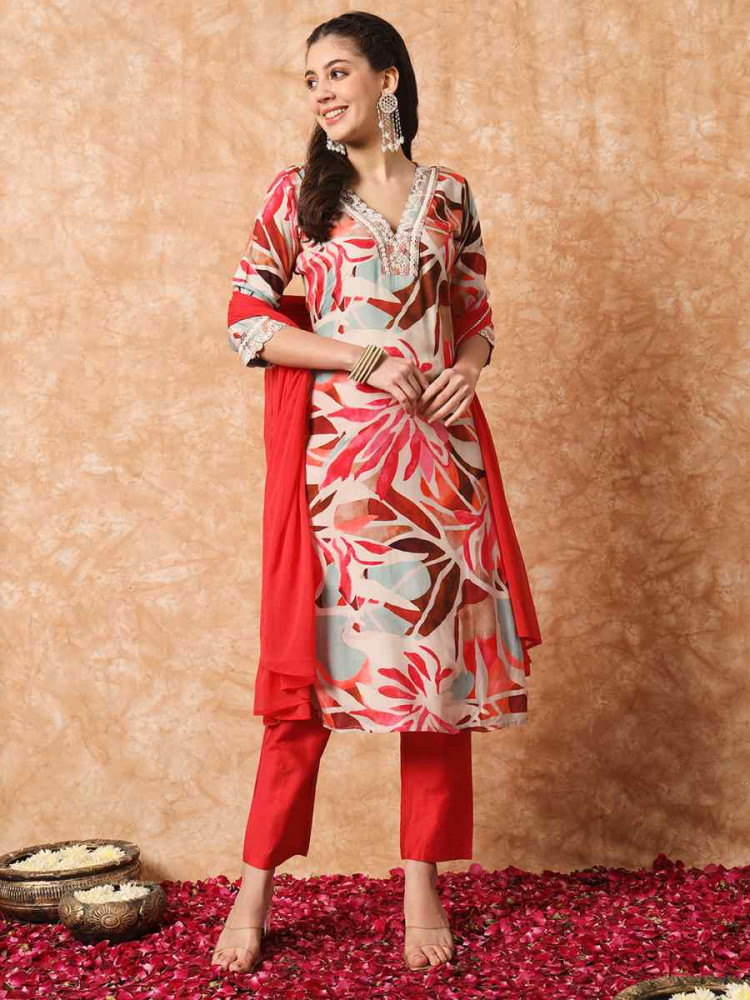 Multi Viscose Rayon Printed Festival Casual Ready Pant Salwar Kameez