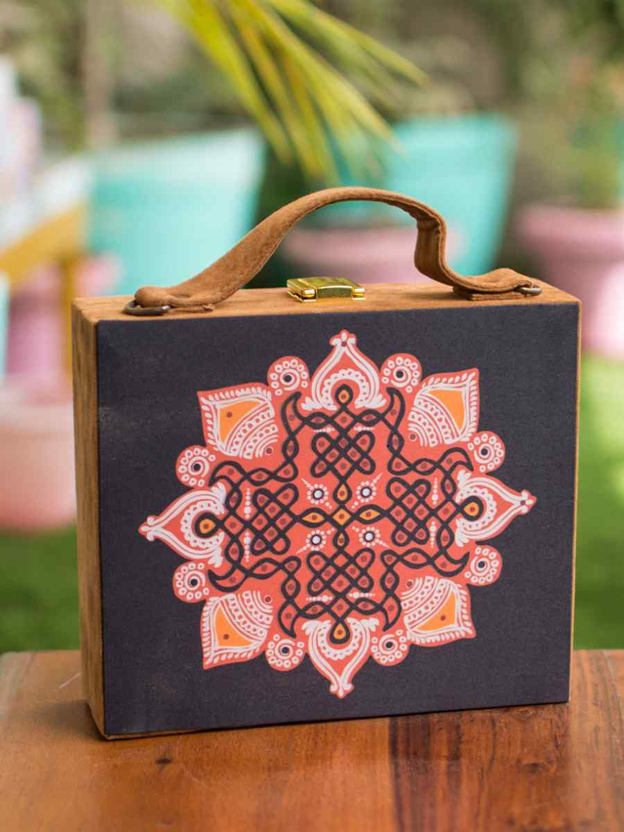 Multi Wooden Traditional Printed Clutches