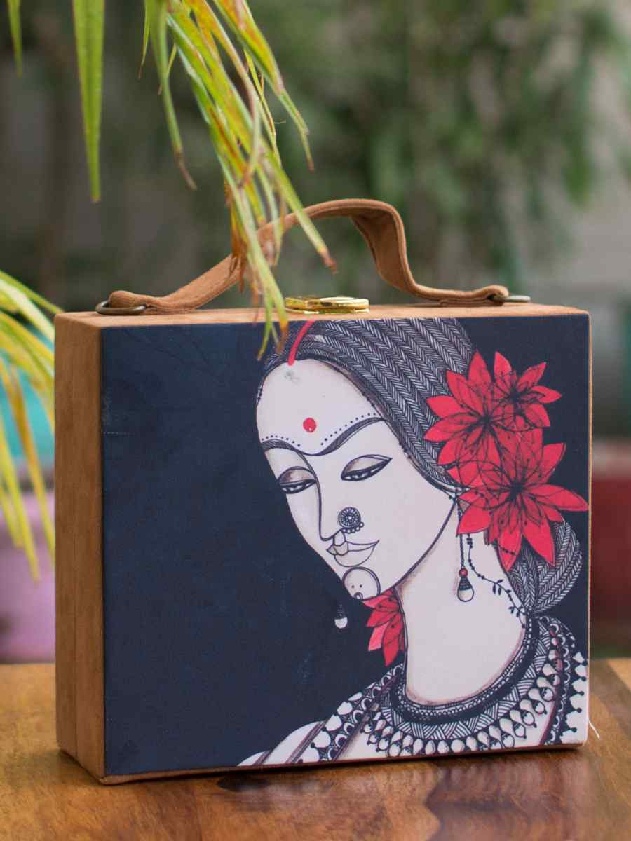 Multi Wooden Traditional Printed Clutches