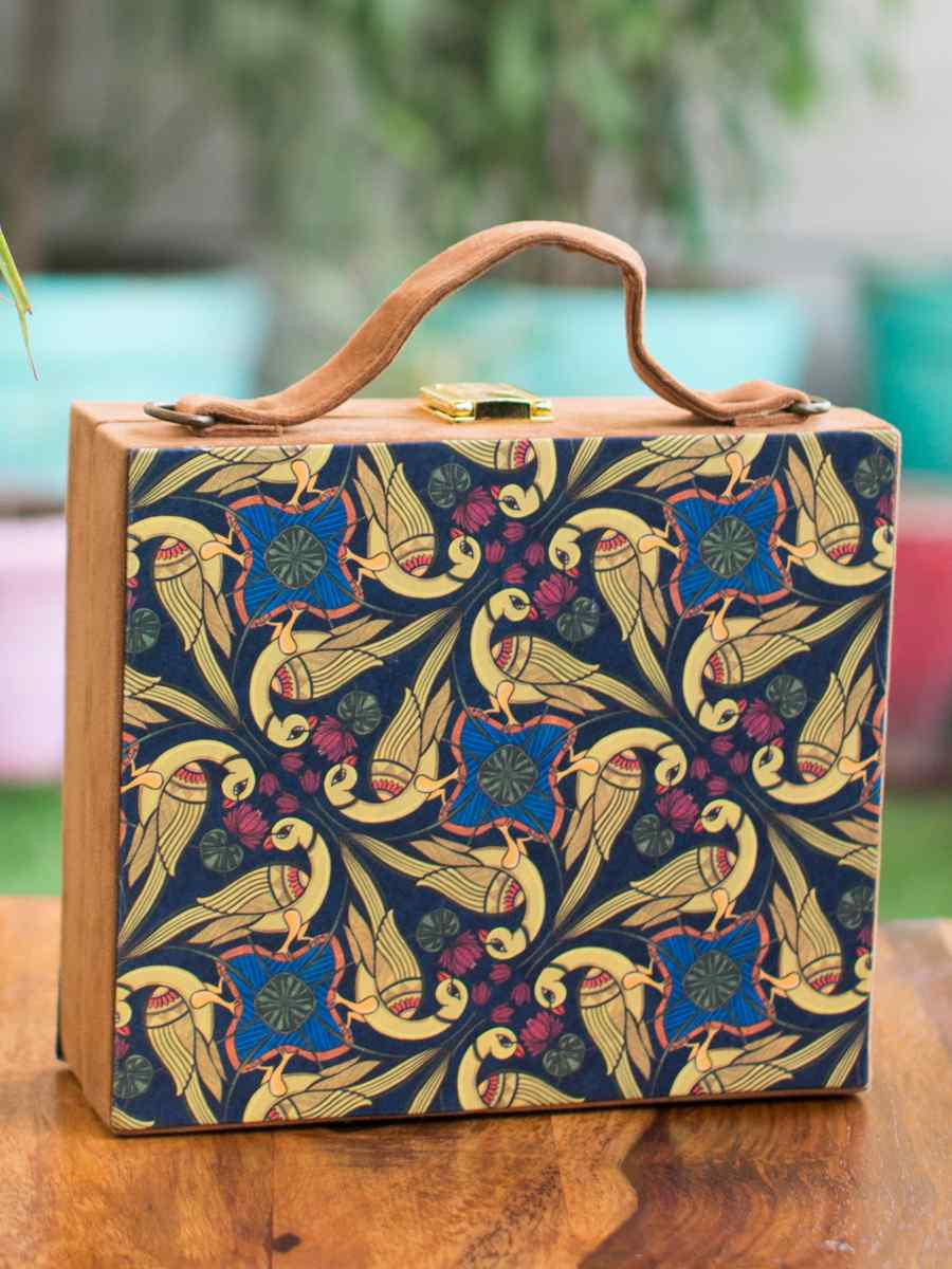 Multi Wooden Traditional Printed Clutches