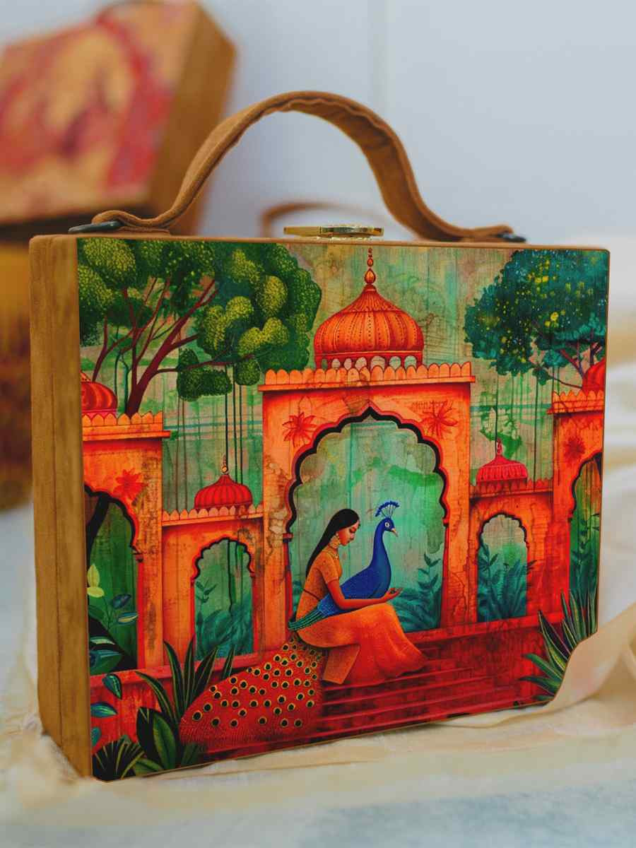 Multi Wooden Traditional Printed Clutches