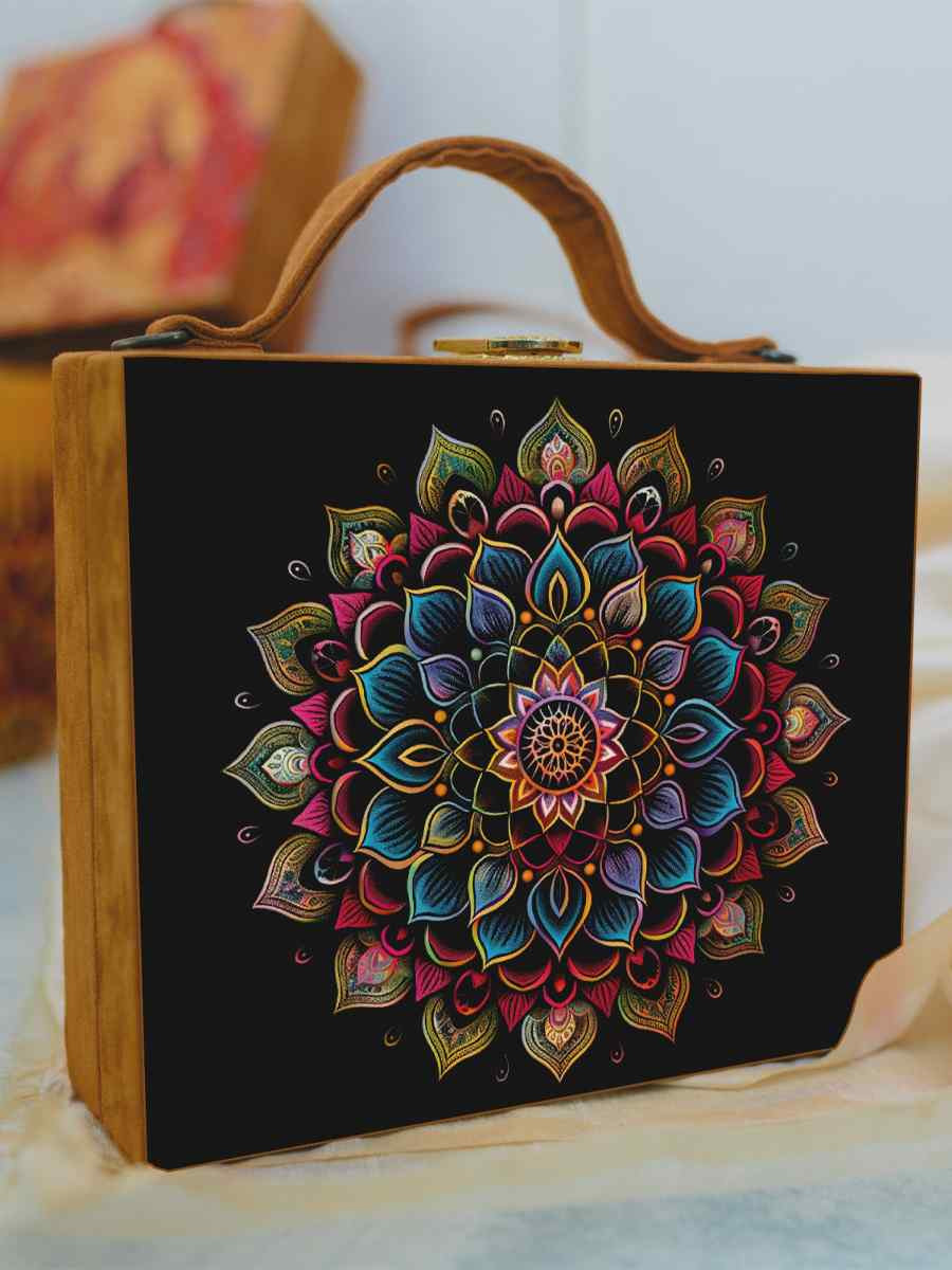 Multi Wooden Traditional Printed Clutches