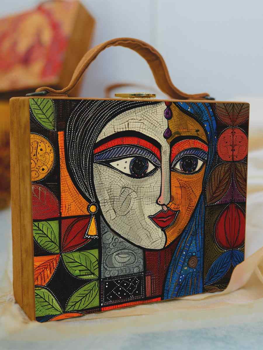 Multi Wooden Traditional Printed Clutches