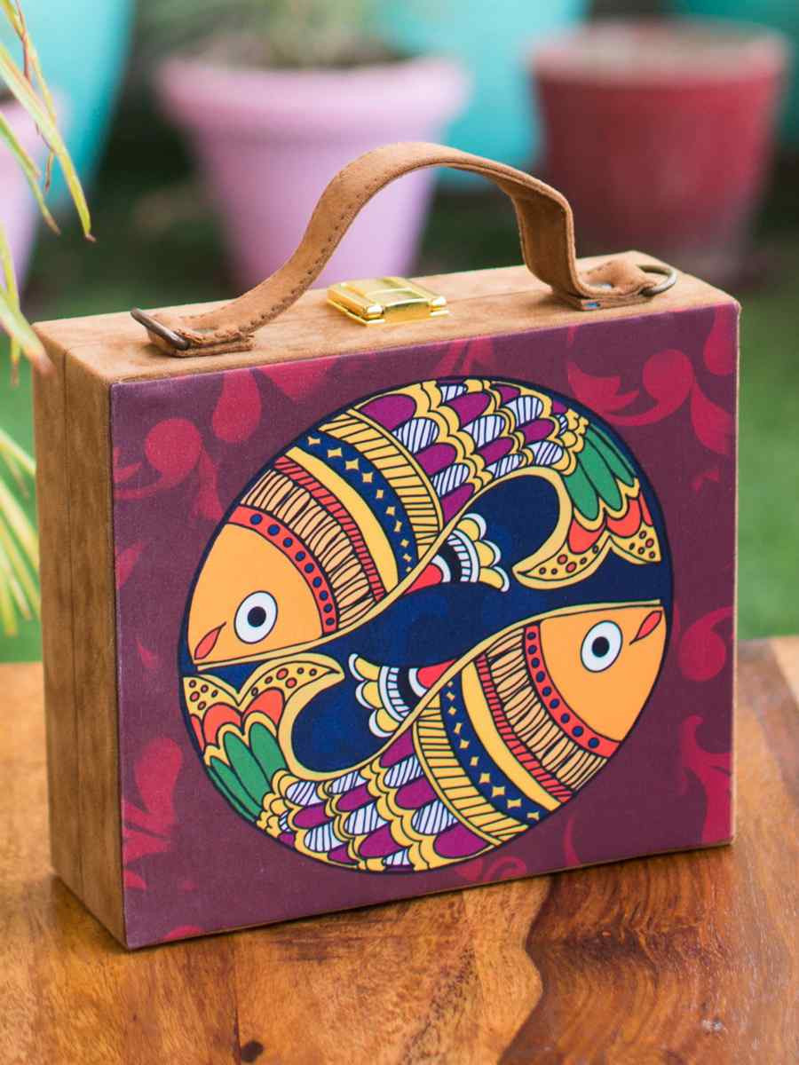 Multi Wooden Traditional Printed Clutches