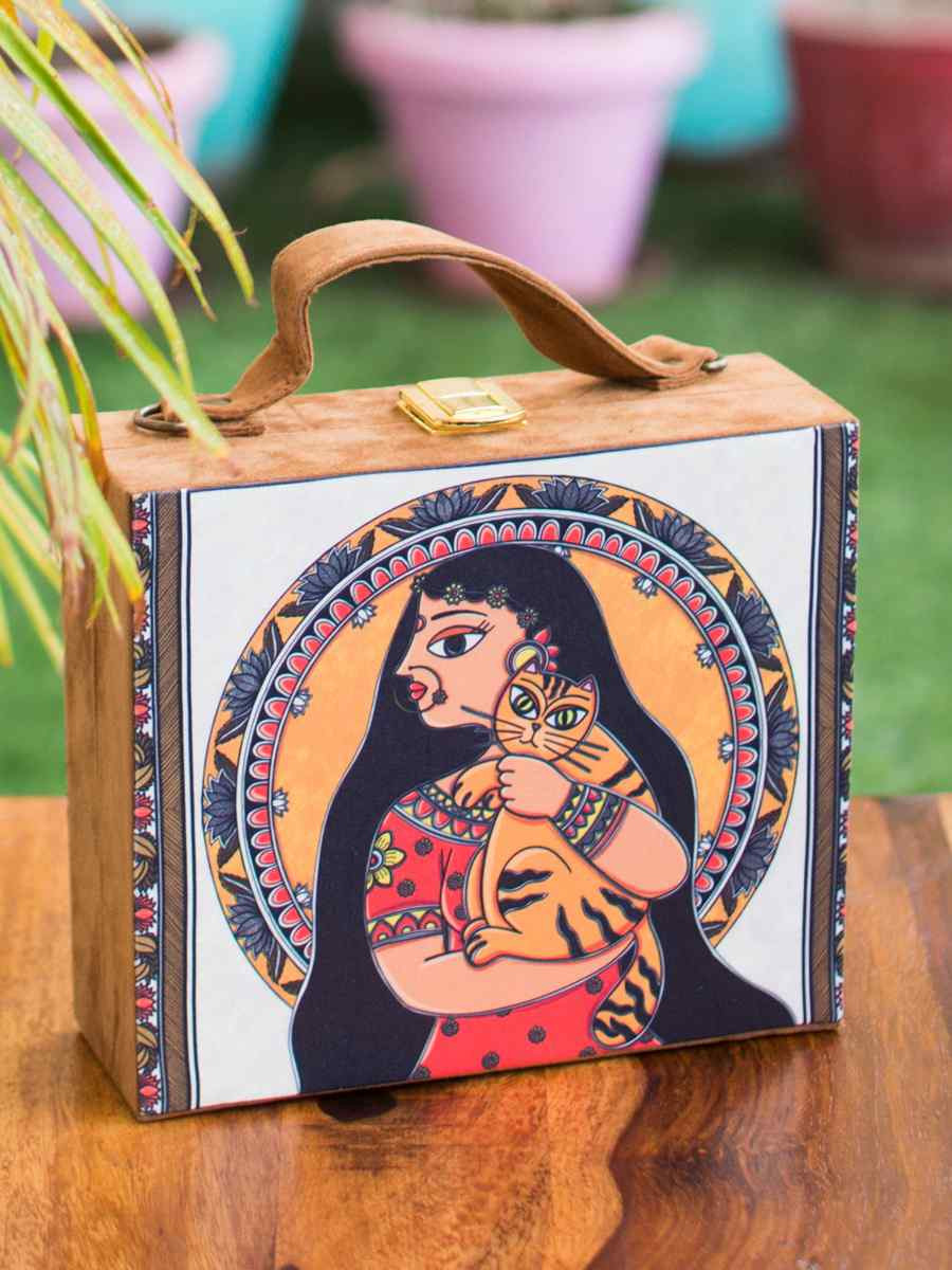 Multi Wooden Traditional Printed Clutches