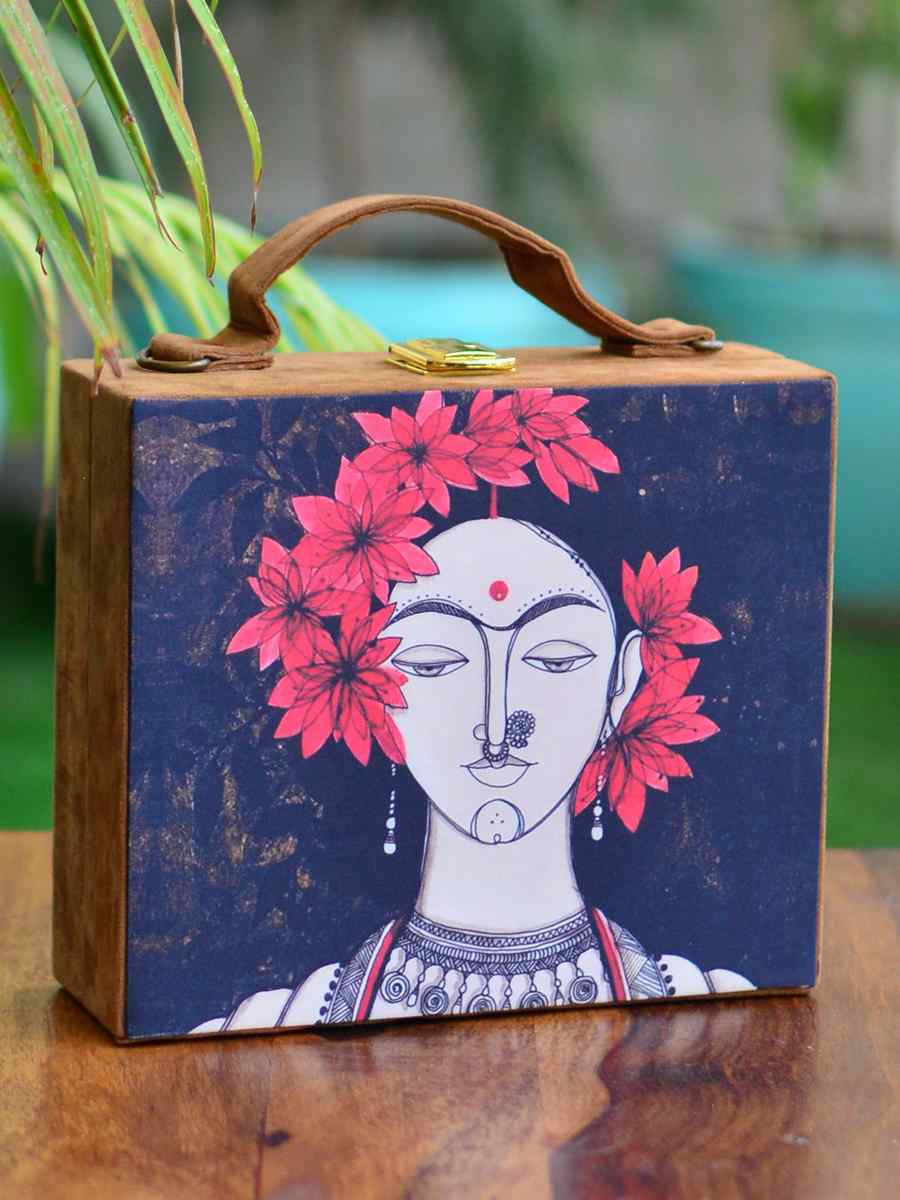 Multi Wooden Traditional Printed Clutches