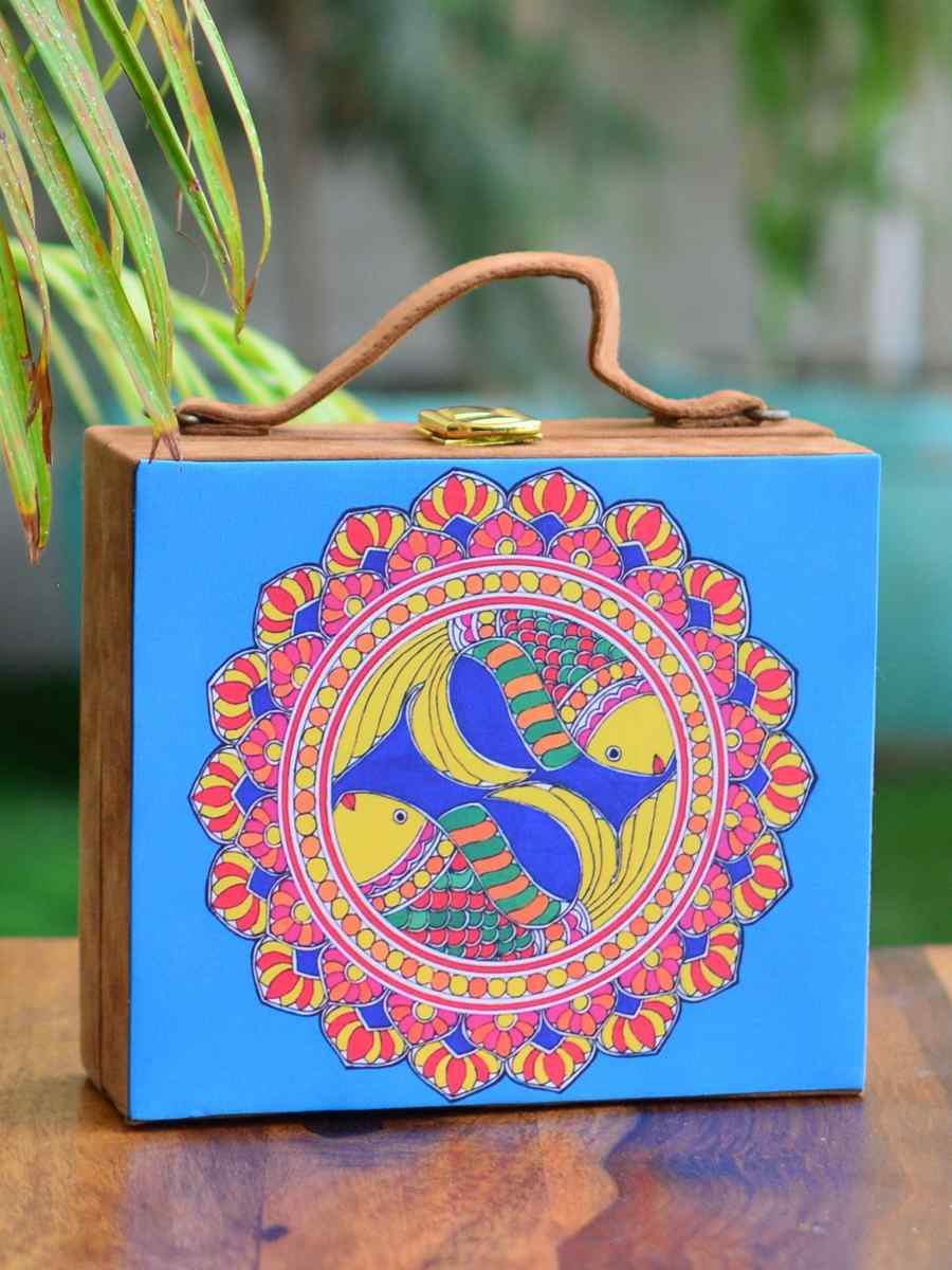 Multi Wooden Traditional Printed Clutches