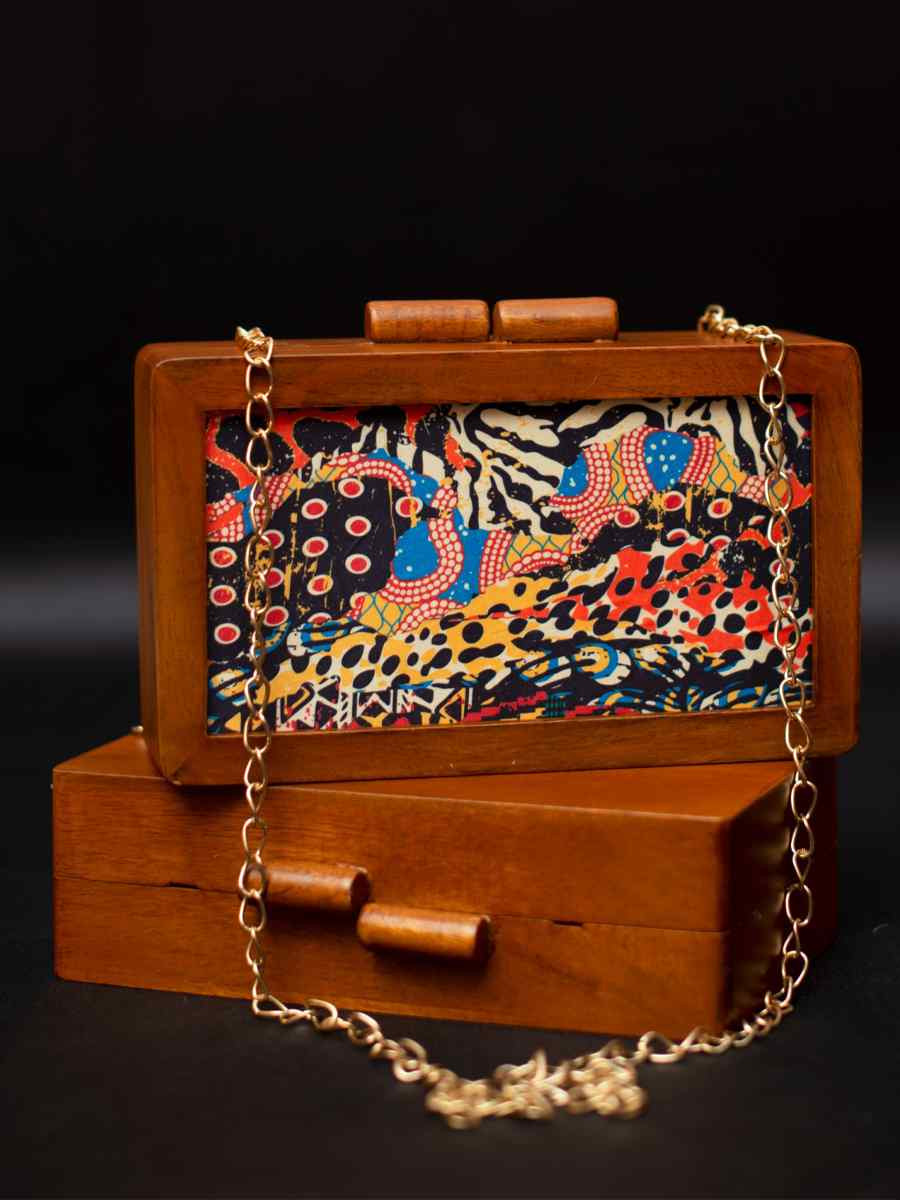 Multi Wooden Traditional Printed Clutches