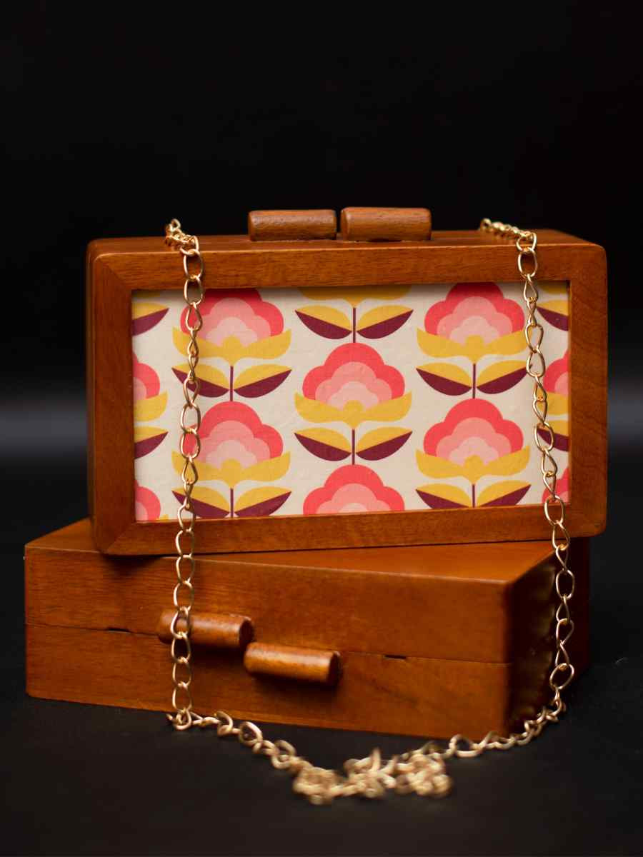 Multi Wooden Traditional Printed Clutches