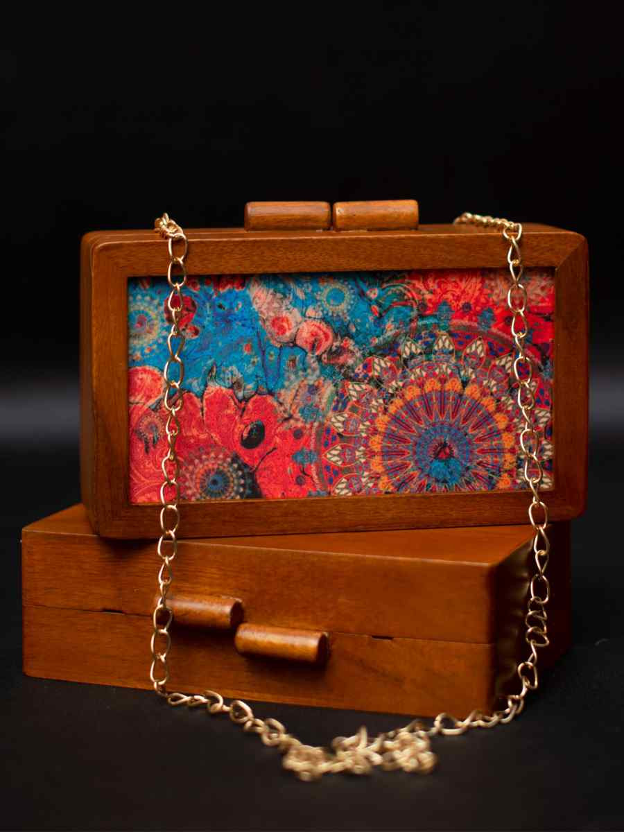 Multi Wooden Traditional Printed Clutches