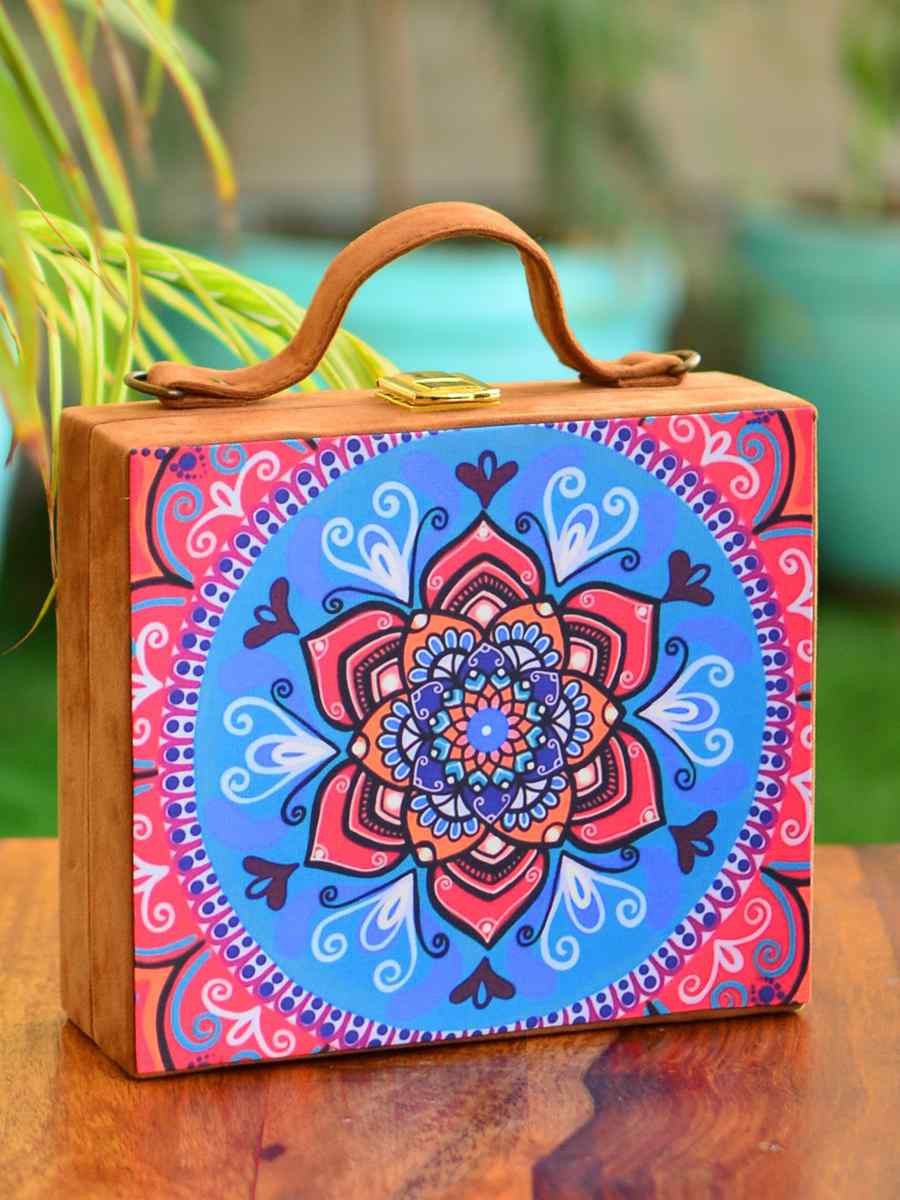 Multi Wooden Traditional Printed Clutches