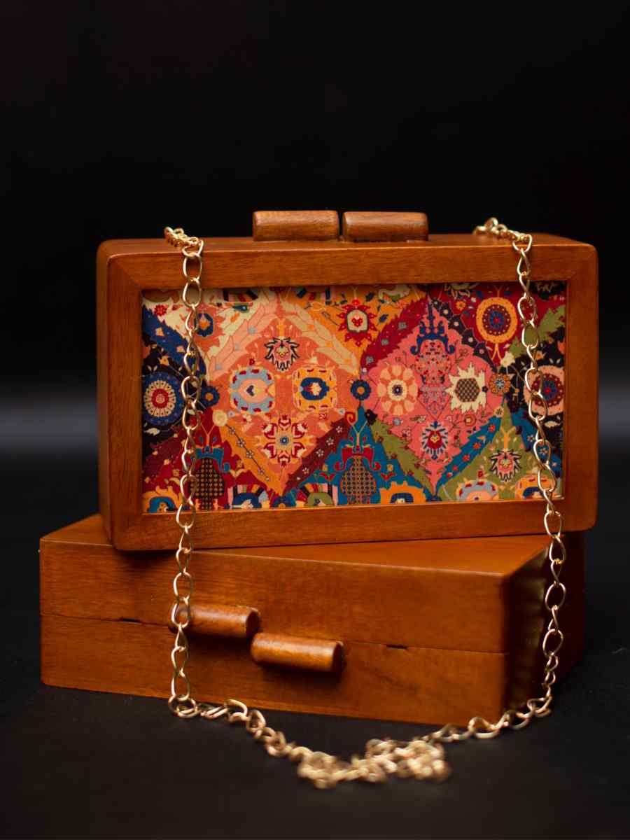 Multi Wooden Traditional Printed Clutches