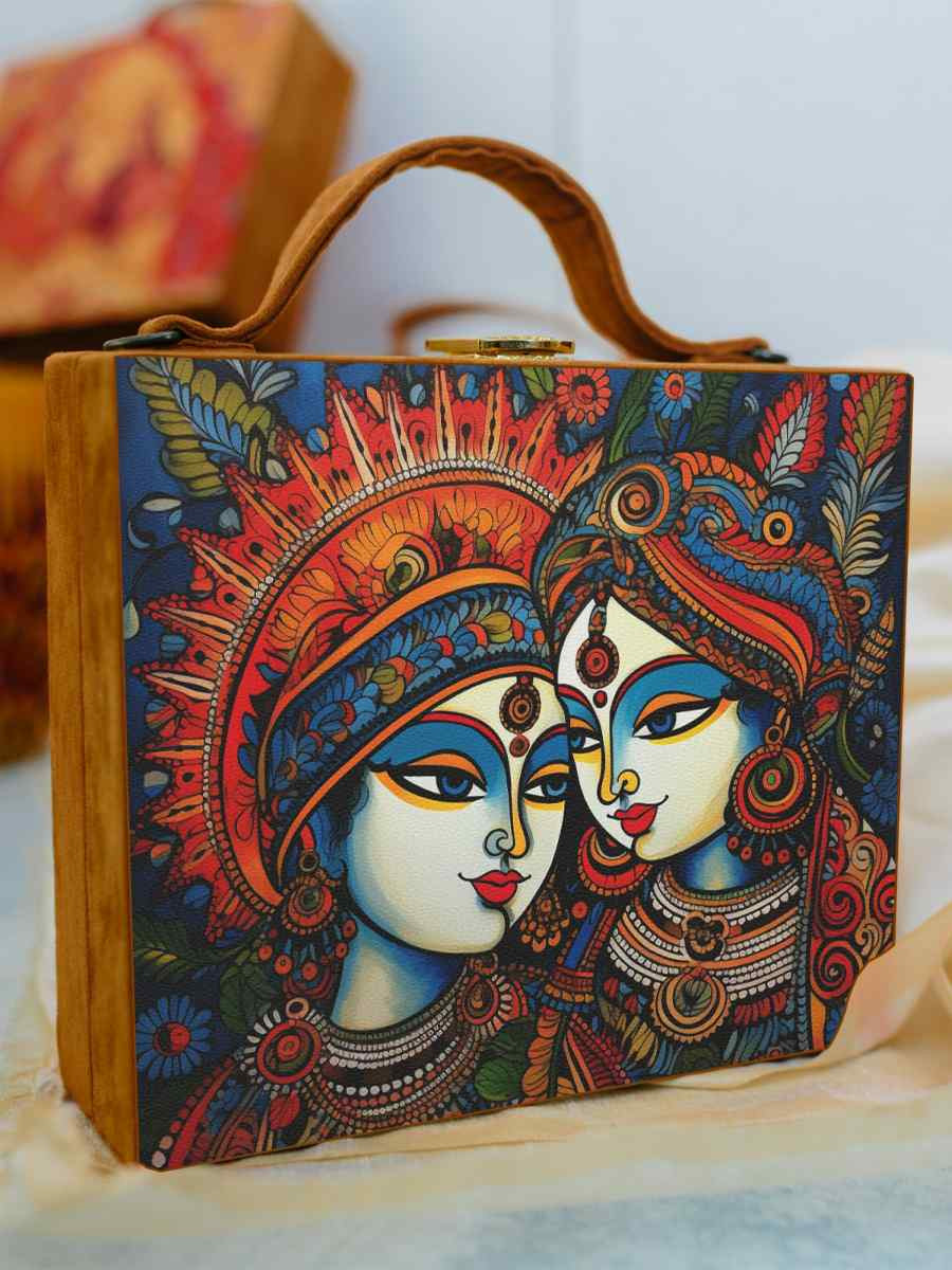 Multi Wooden Traditional Printed Clutches