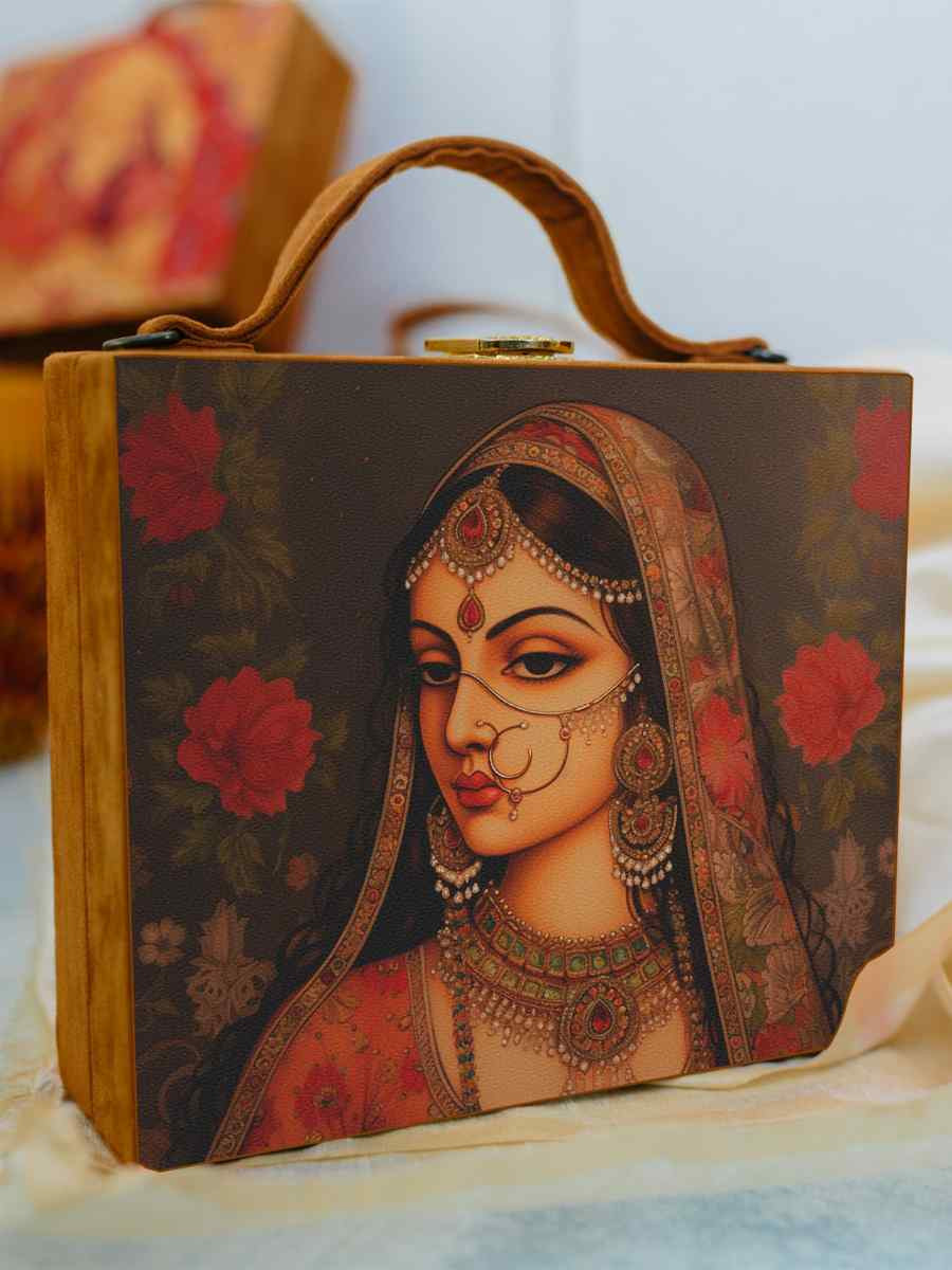 Multi Wooden Traditional Printed Clutches