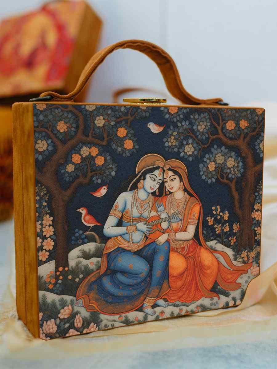 Multi Wooden Traditional Printed Clutches