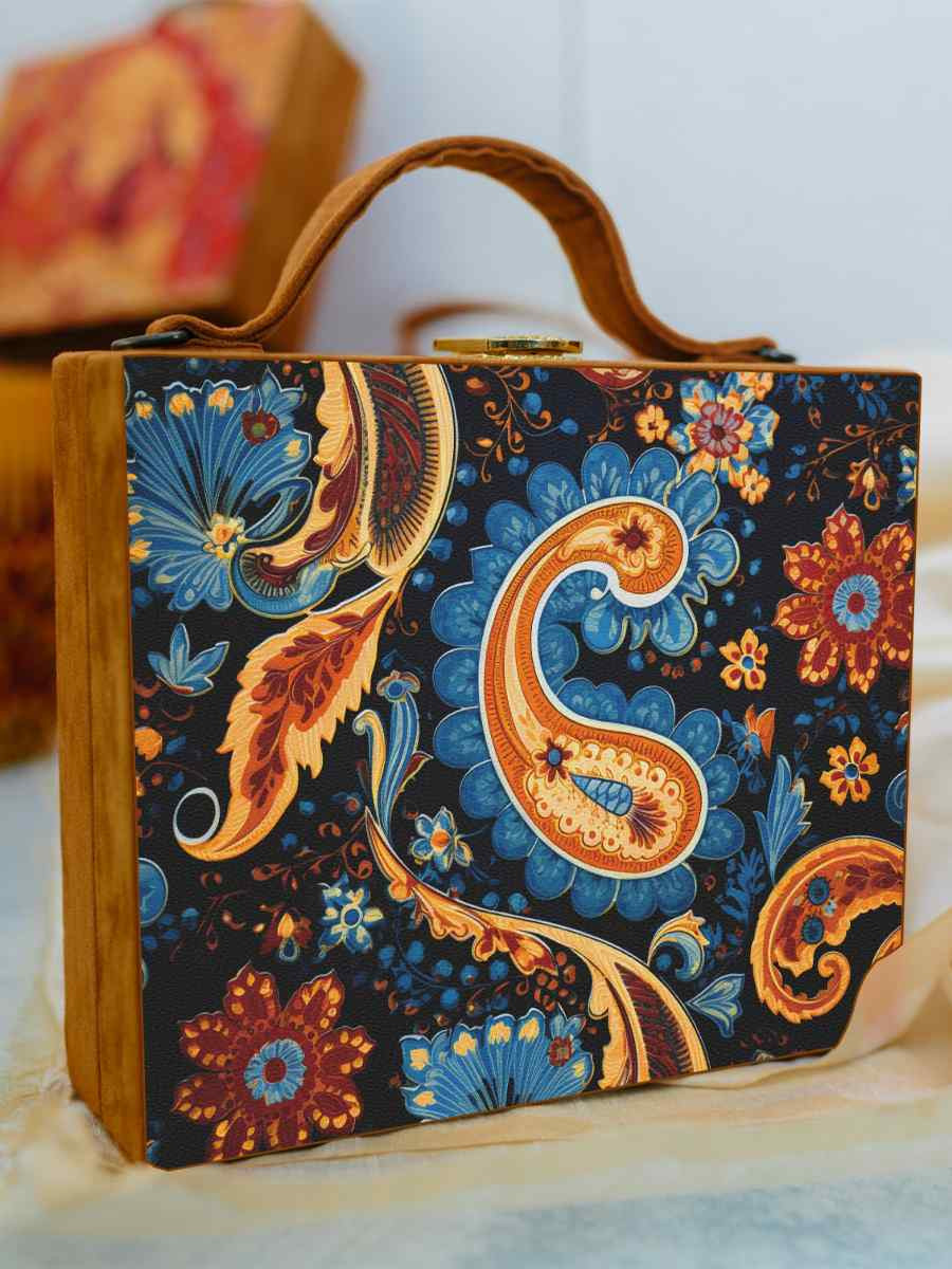 Multi Wooden Traditional Printed Clutches