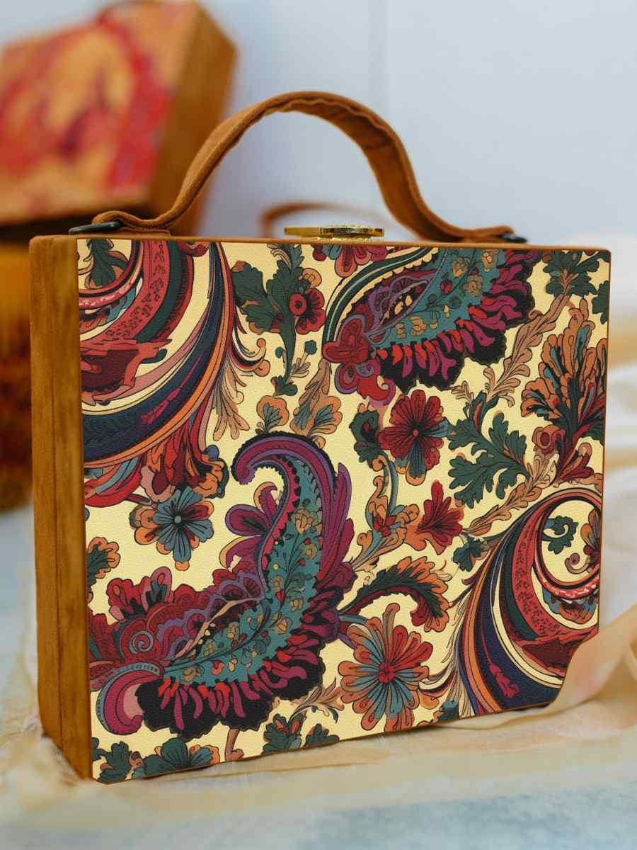 Multi Wooden Traditional Printed Clutches