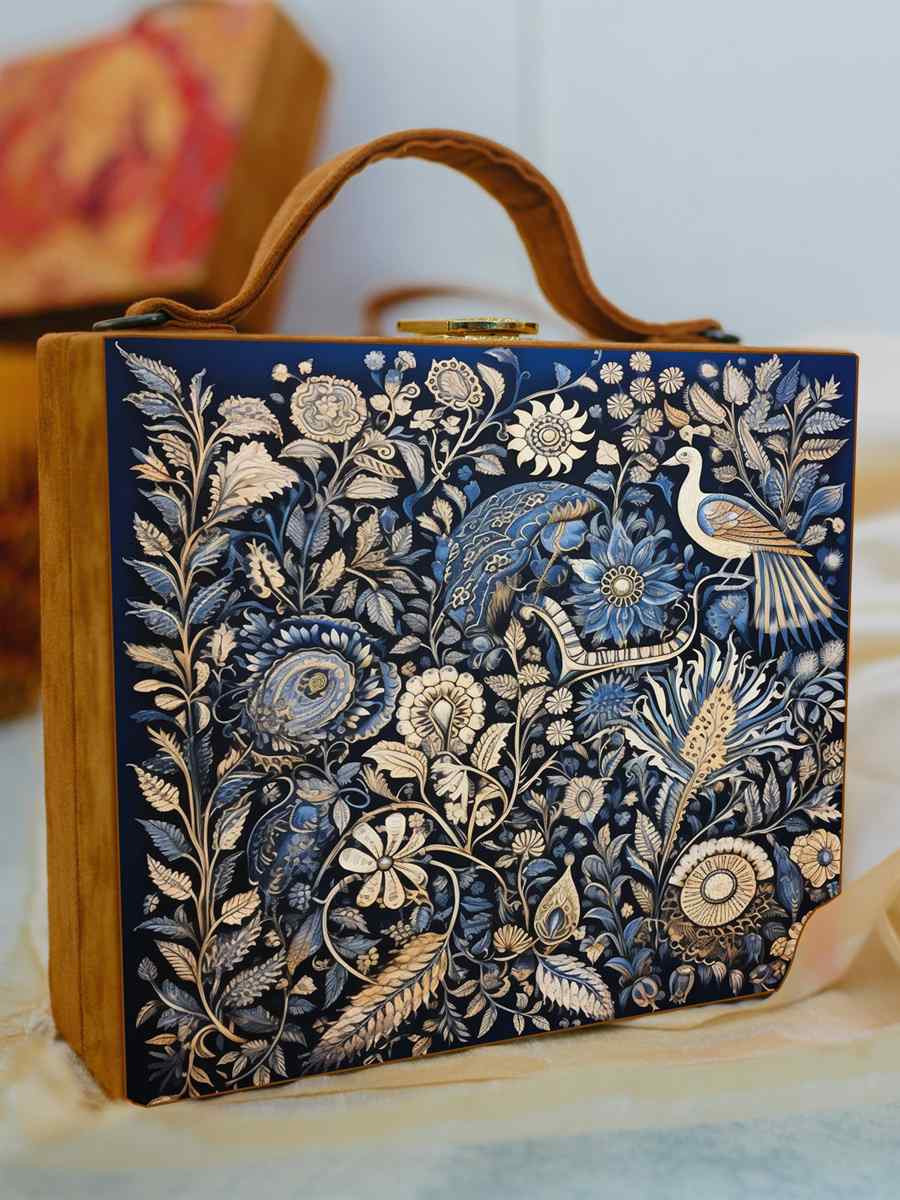 Multi Wooden Traditional Printed Clutches