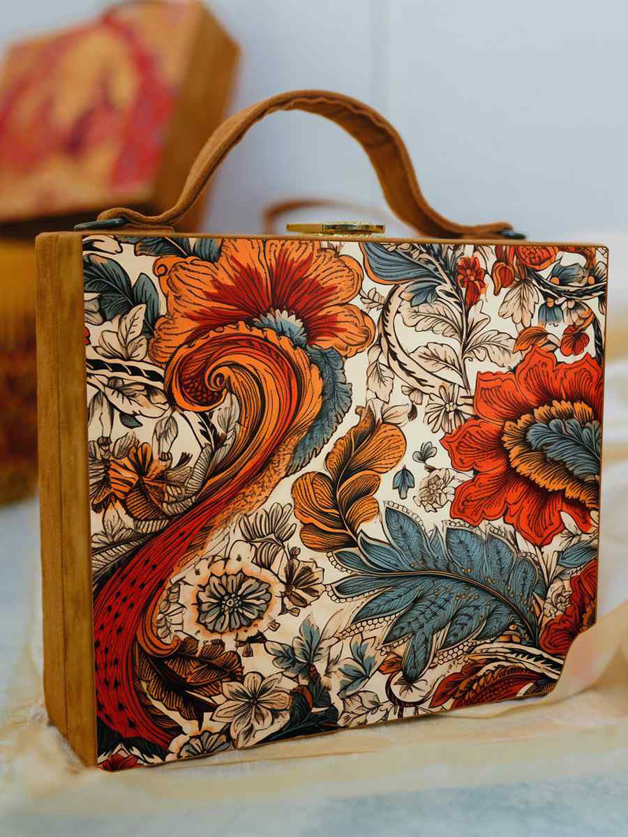 Multi Wooden Traditional Printed Clutches