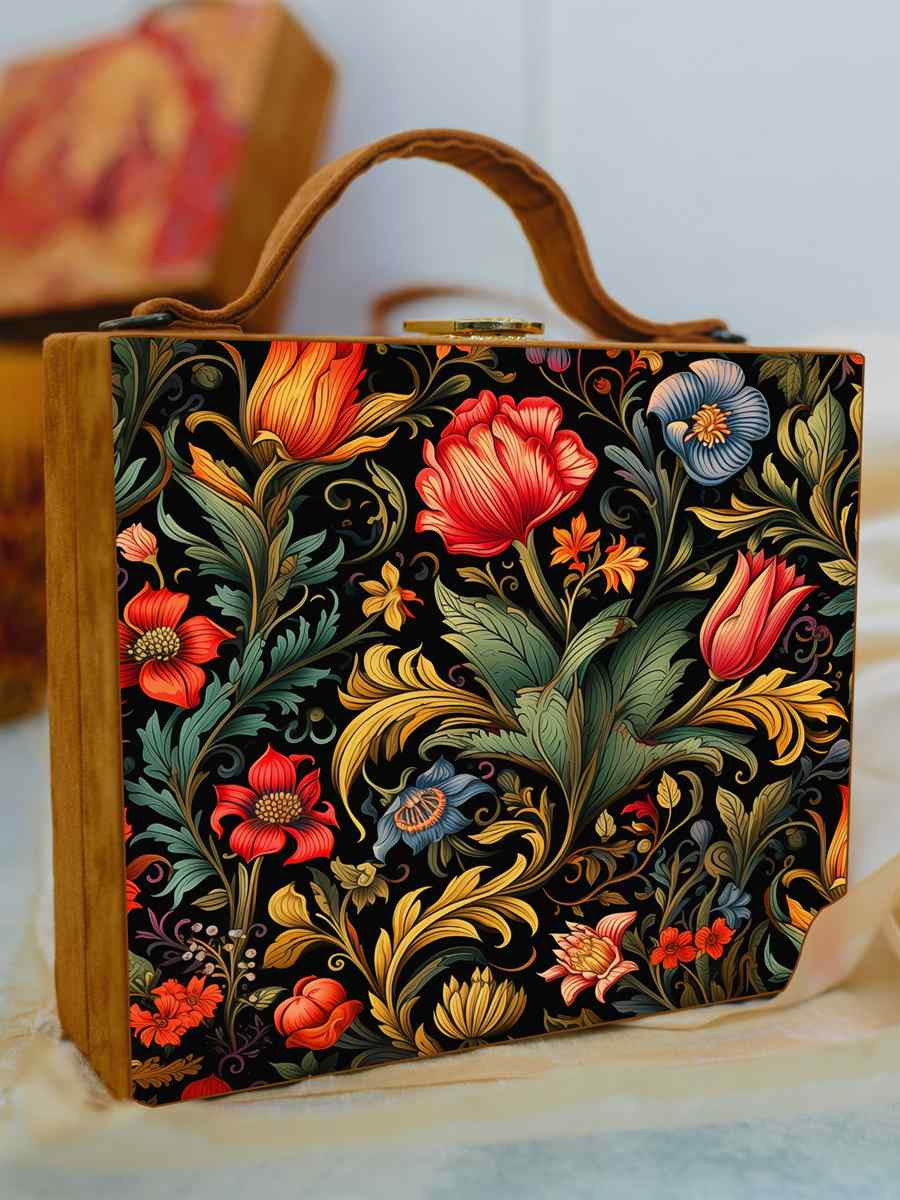 Multi Wooden Traditional Printed Clutches