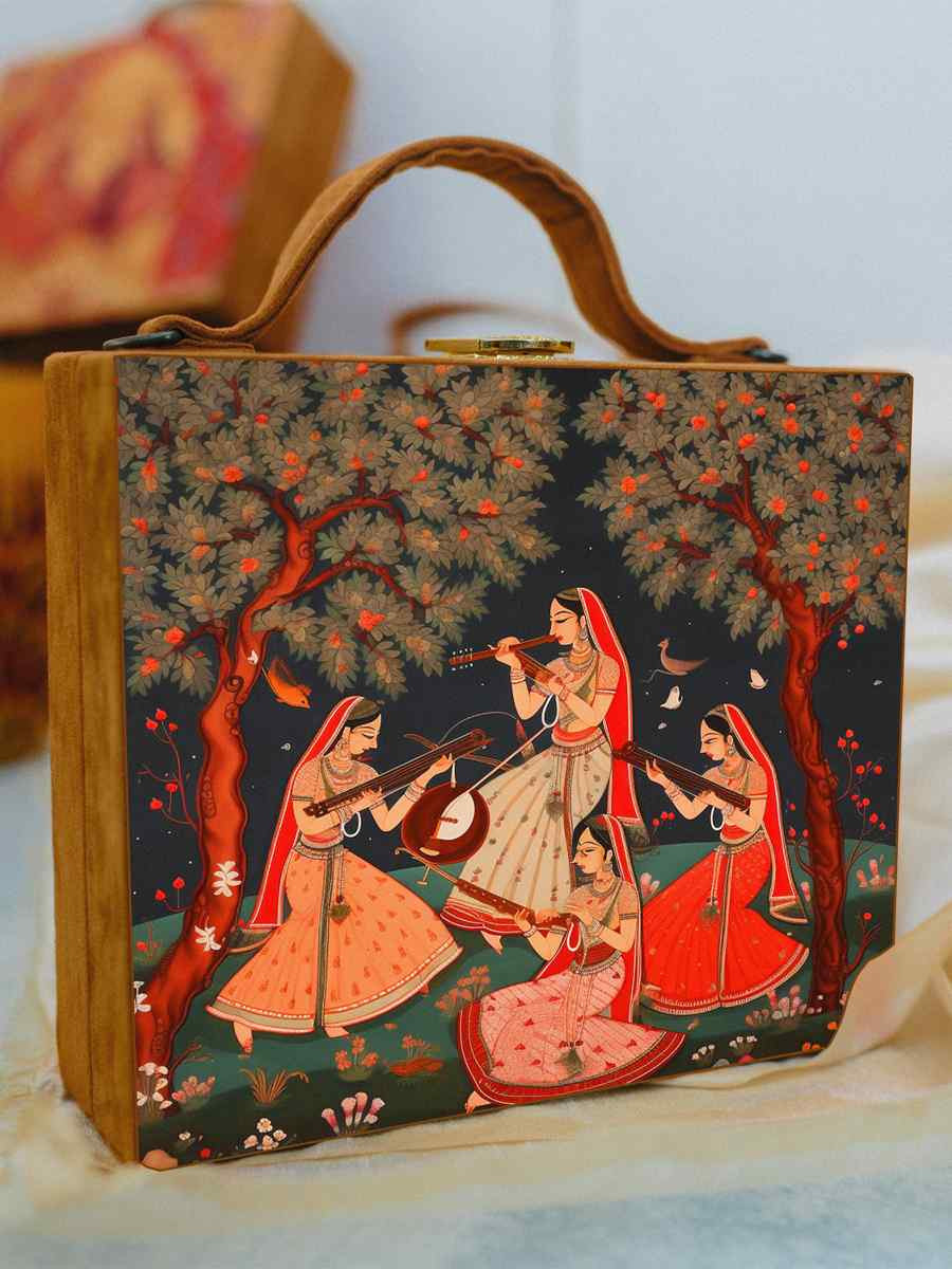 Multi Wooden Traditional Printed Clutches