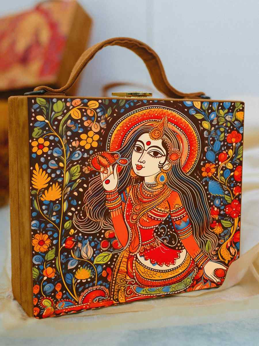 Multi Wooden Traditional Printed Clutches