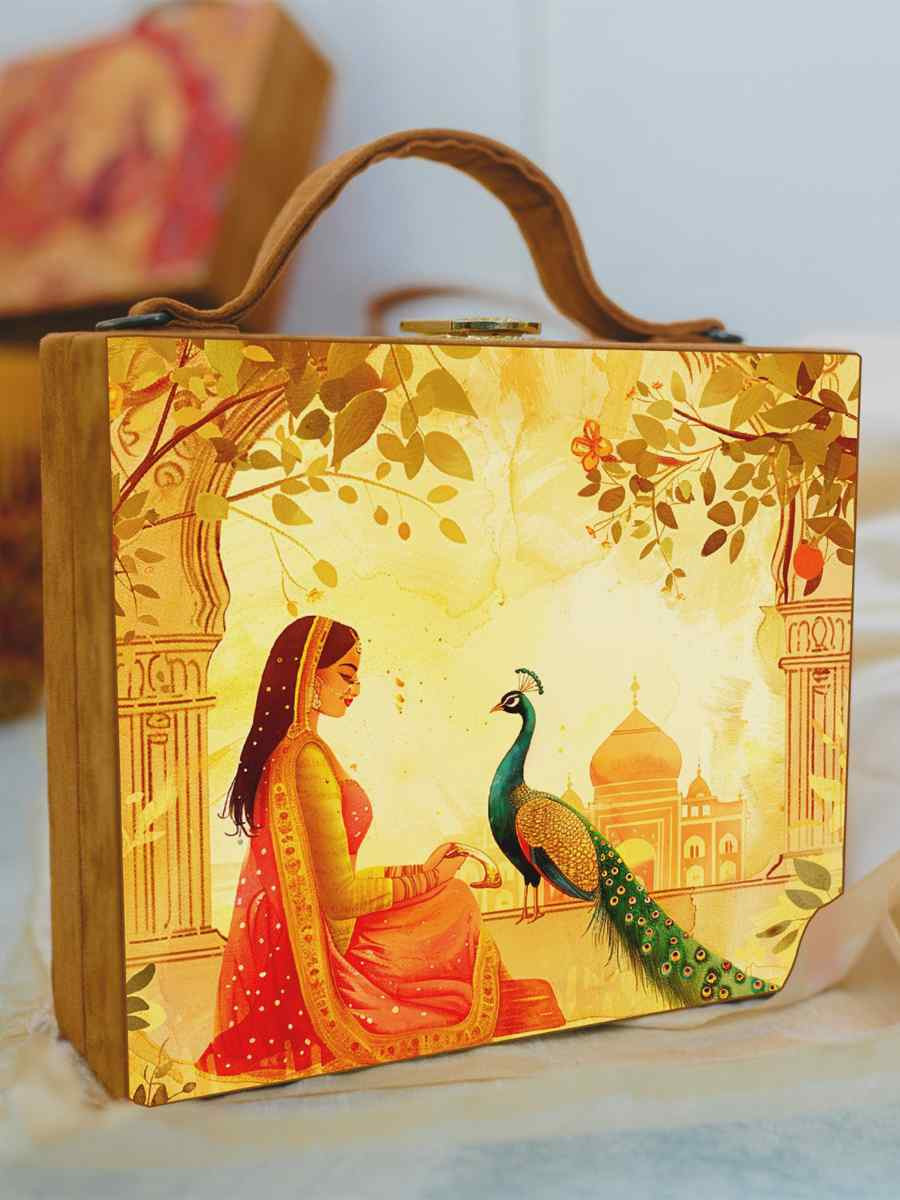 Multi Wooden Traditional Printed Clutches