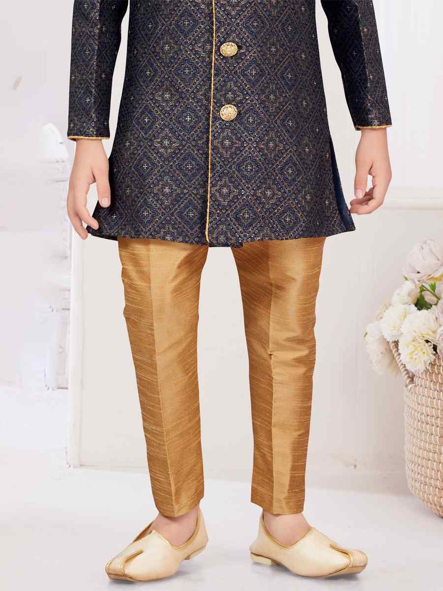 Multi Zari Jacquard Embroidered Festival Wedding Kurta Pyjama Boys Wear