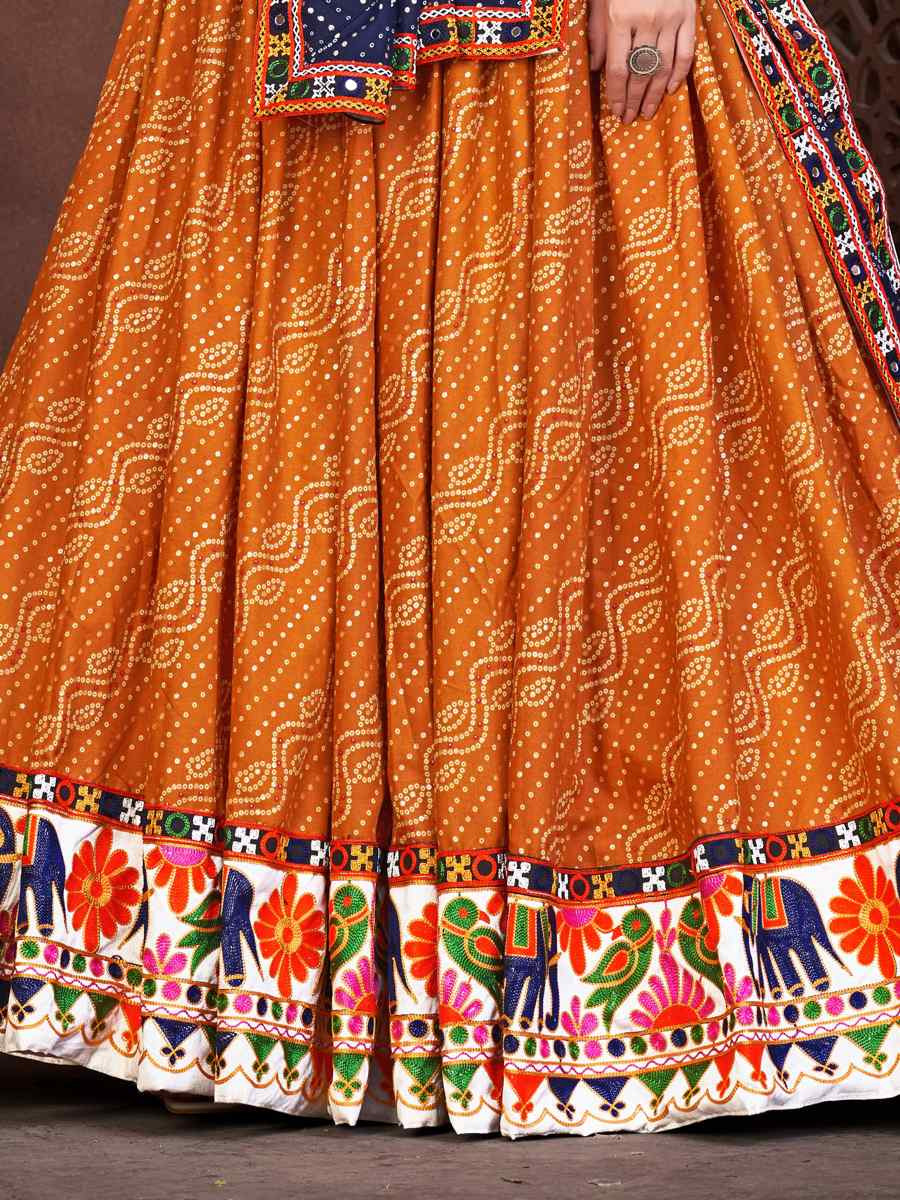 Mustard Cotton Silk Embroidered Festival Mehendi Traditional Lehenga Choli