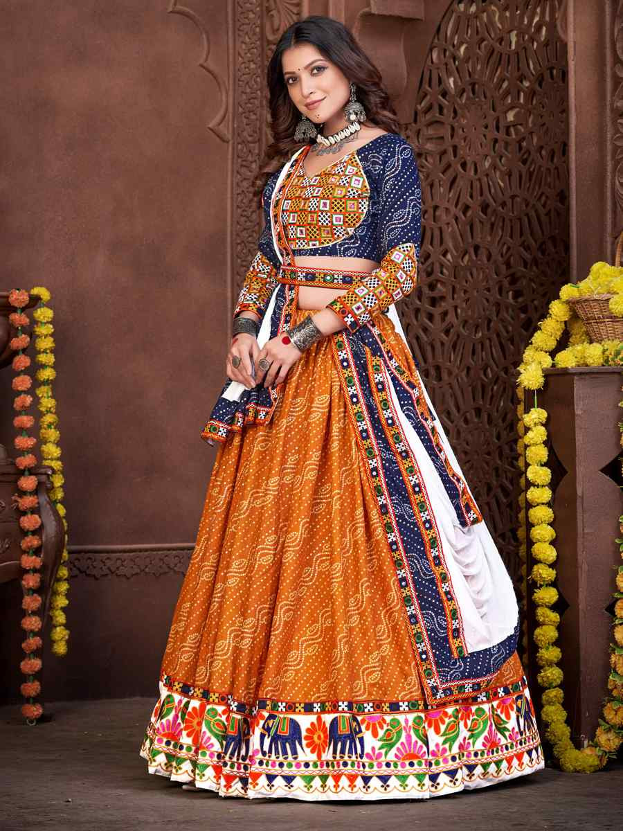 Mustard Cotton Silk Embroidered Festival Mehendi Traditional Lehenga Choli