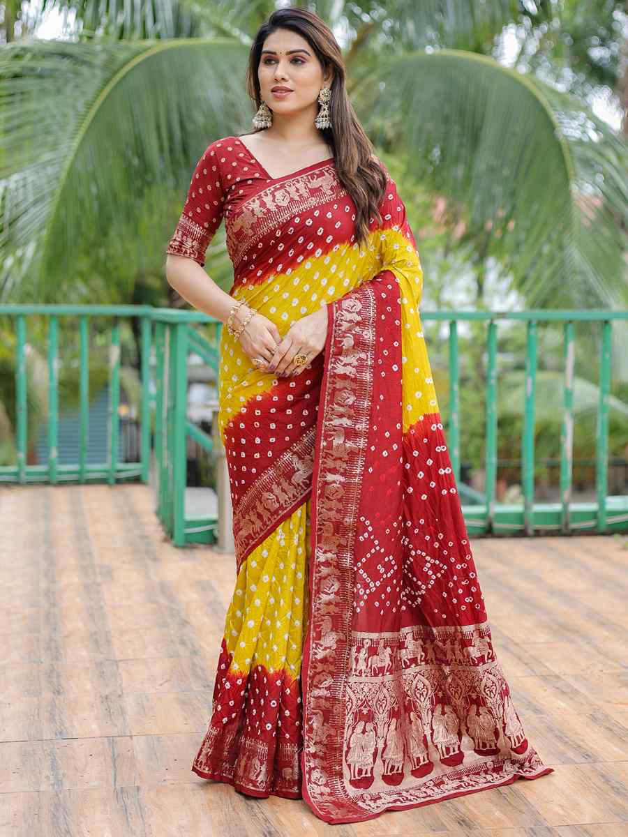 Mustard Dola Silk Handwoven Festival Wedding Heavy Border Saree