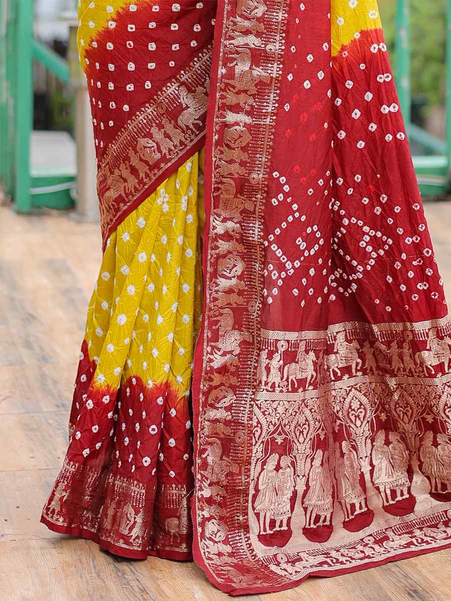 Mustard Dola Silk Handwoven Festival Wedding Heavy Border Saree