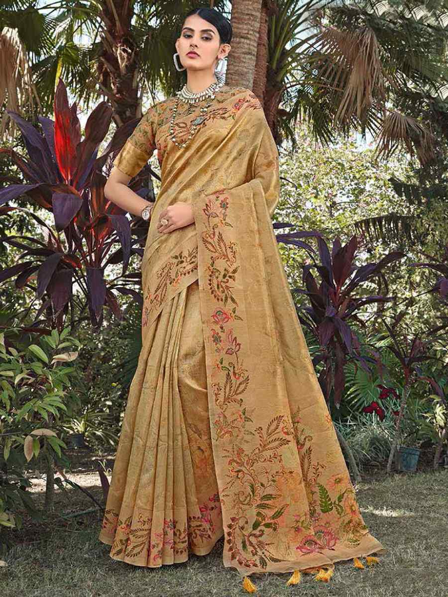 Mustard Silk Handwoven Festival Wedding Heavy Border Saree