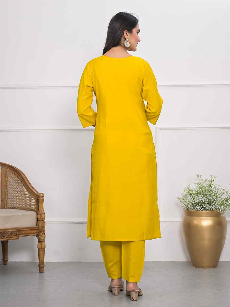 Mustard Viscoce Silk Embroidered Festival Wedding Ready Pant Salwar Kameez