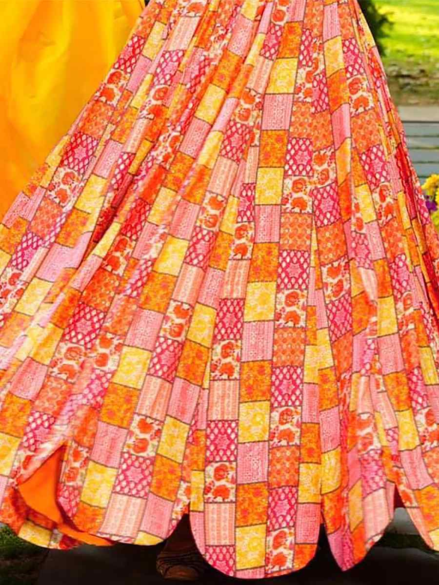 Musterd Rayon Printed Festival Mehendi Gown