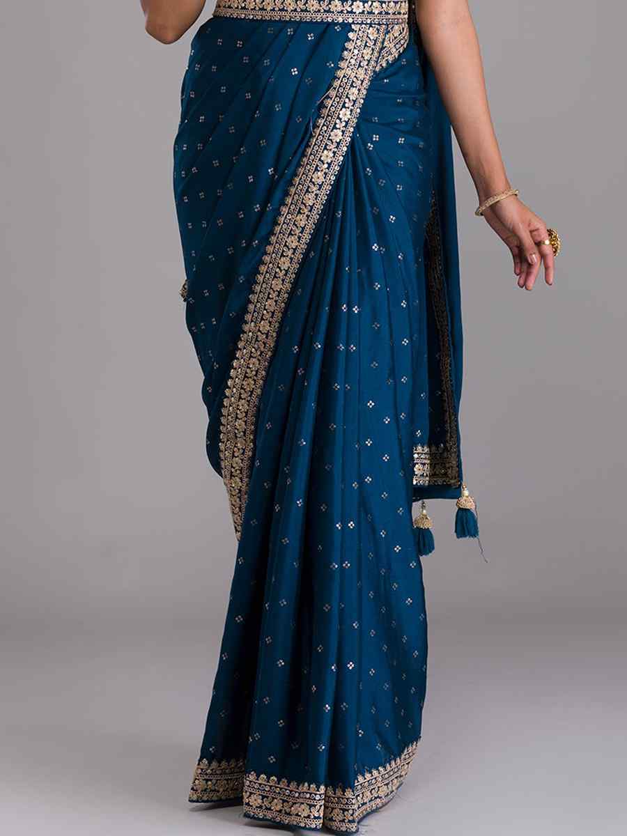 Navy Blue Art Silk Handwoven Wedding Festival Heavy Border Saree