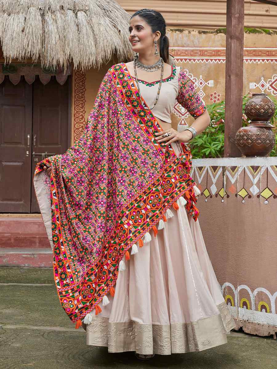 Off White Organza Rayon Embroidered Festival Festival Traditional Lehenga Choli