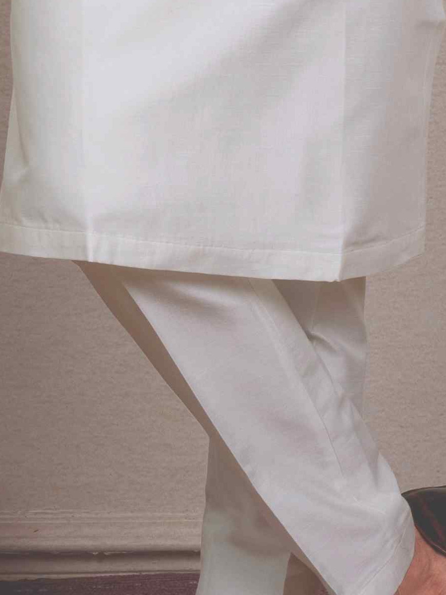 Off White Silk Woven Groom Wedding Kurta