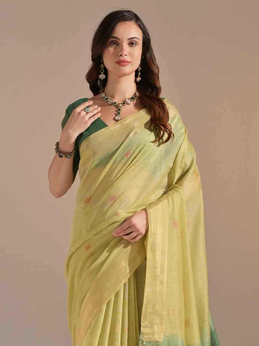 Olive Cotton Handwoven Festival Casual Classic Style Saree