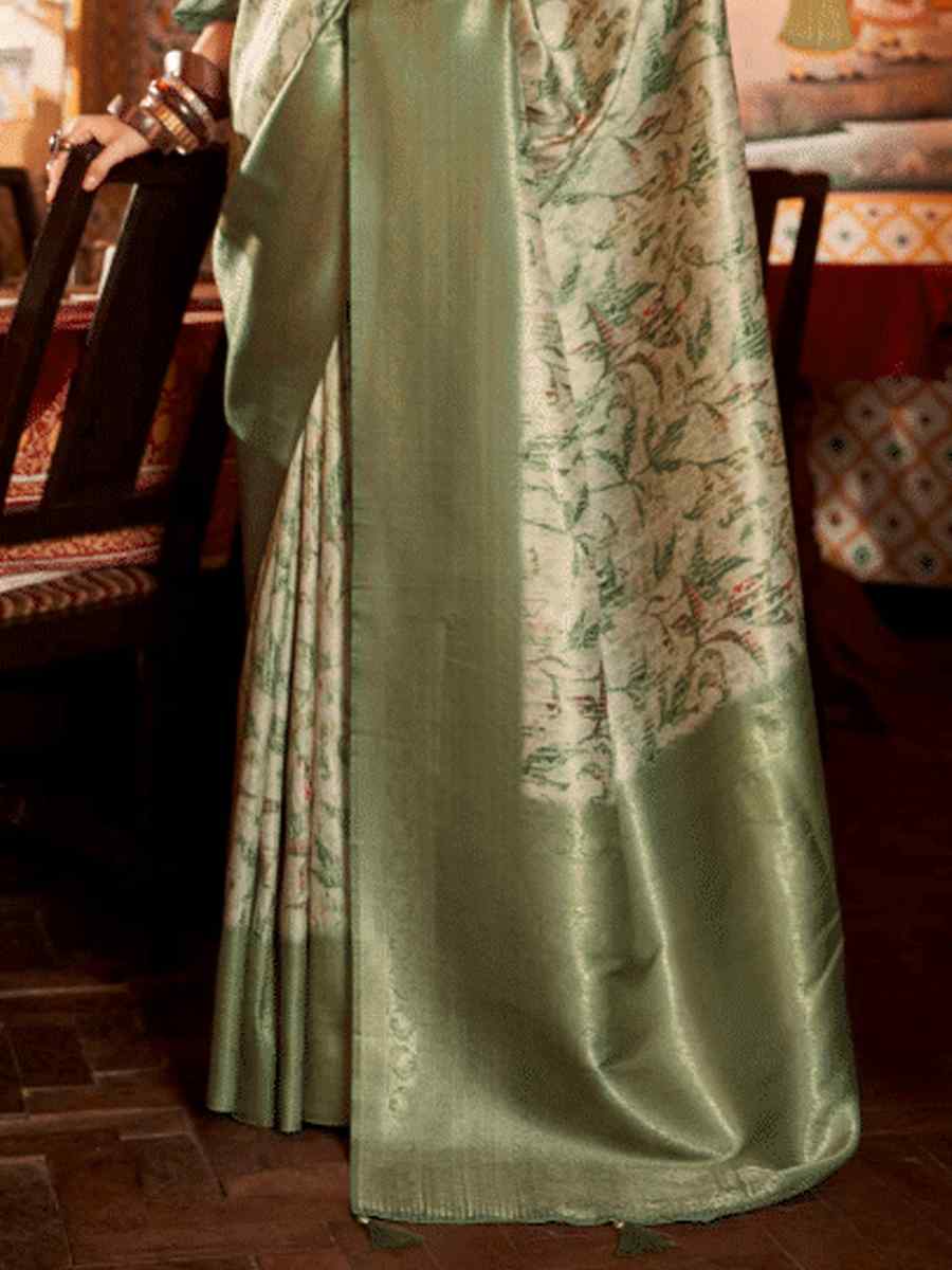 Olive Soft Silk Handwoven Festival Wedding Heavy Border Saree