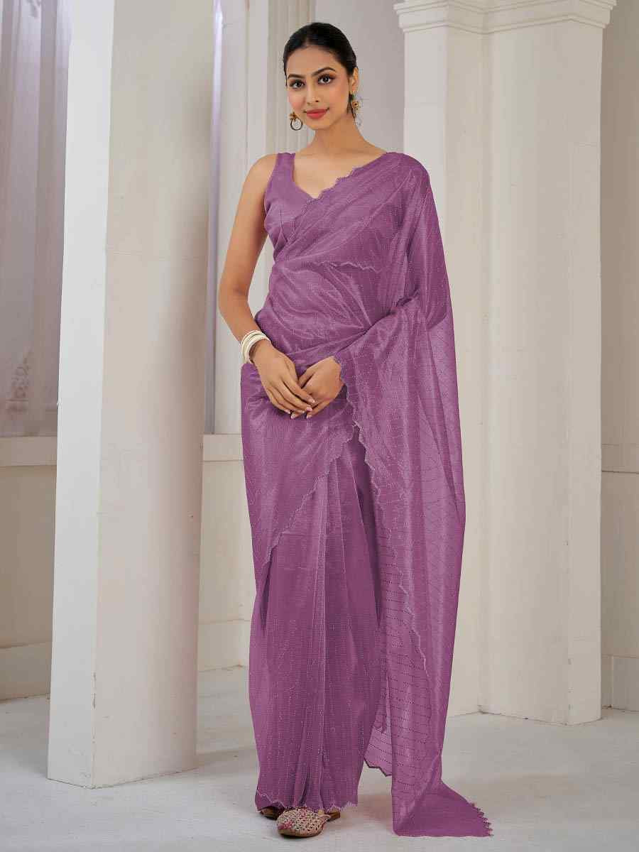 Onion Soft Organza Net Handwoven Festival Party Classic Style Saree