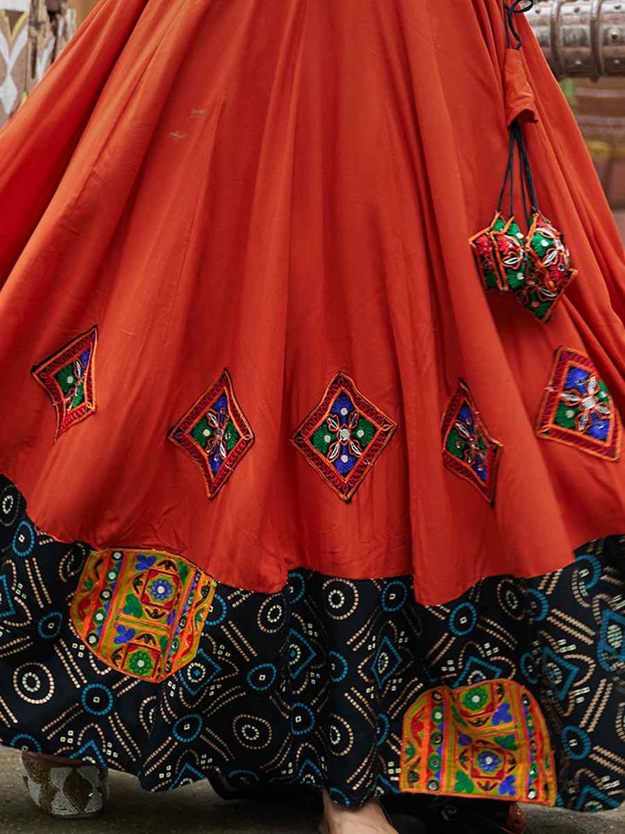 Orange Organza Rayon Embroidered Festival Festival Traditional Lehenga Choli