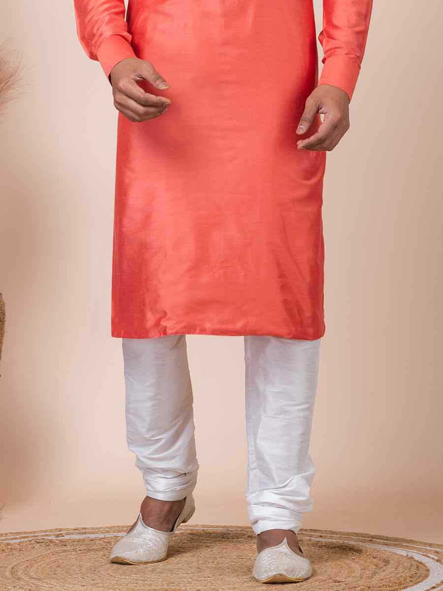 Orange Viscose Printed Festival Mehendi Kurta